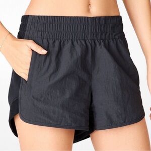 Fabletics Mixed Media Athletic Shorts Size Medium - Black